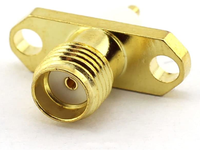 Konektor SMA Female SMA 2 Lubang Flens Jack Panel Mount Lurus RF Konektor dengan Insulator PTFE dan Terminal POS Solder
