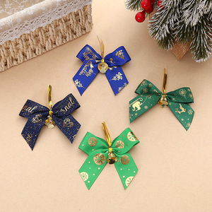 Kerstversiering 2025 Goudfolie Bedrukt Lint Strik Kerststrikken Voor Kerstbomen Ornamenten - Product Image 2