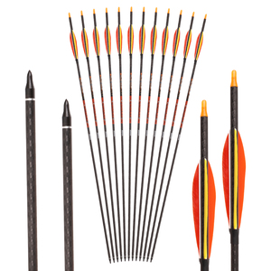 Flèche en carbone pur <span class=keywords><strong>de</strong></span> 6,2 mm avec pointe <span class=keywords><strong>de</strong></span> flèche cible, plumes <span class=keywords><strong>de</strong></span> fusée, deux oranges et une jaune - Product Image 2