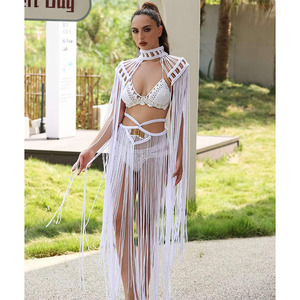 Abito 2024 da donna fatto a mano dea greca romana vestito di un pezzo con nappine Sexy Design bohémien Vocation Beach Party abiti da donna - Product Image 4