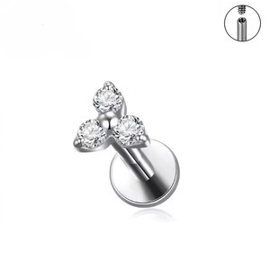 G23 Titan Mehr farben Dreifach CZ Knorpel Helix Ohrring Dreiseitiger Opal Tragus Stud Conch Ohrläppchen Lippen piercing Schmuck Neu - Product Image 6