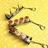Llavero con Botón Sonoro de Teclado Mecánico con Diseño de Hamburguesa de Queso de Dibujos Animados, Creativo y Lindo, para Aliviar el Estrés, Ideal como Regalo Promocional