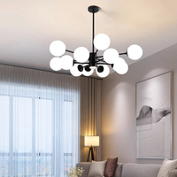Lampu Gantung Modern Farmhouse Sputnik Logam Emas LED Model Cabang, Tinggi Dapat Disesuaikan, Gaya Klasik Vintage Abad Pertengahan