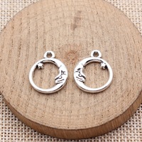 Breloque en forme de croissant de lune 20x16mm ajourée en alliage de zinc avec étoile pour la fabrication de colliers et de boucles d'oreilles