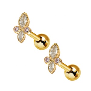 Piercings de estiramiento de oreja de circonita transparente, pendientes de cartílago - Product Image 3