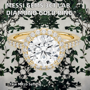 Anillo de Compromiso Clásico de Oro Sólido de 10K con Diseño de Lujo, Diamante Redondo Solitario Cultivado en Laboratorio, Anillo de Promesa con Halo, Joyería Fina para Mujer - Product Image 2