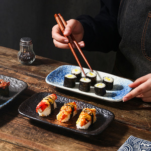 ชุดจานเซรามิกพอร์ซเลนสไตล์ญี่ปุ่นรักษ์โลก ขนาด 8 นิ้ว รูปทรงสี่เหลี่ยมผืนผ้า สำหรับเสิร์ฟซูชิ สลัด เหมาะสำหรับโรงแรม - Product Image 5