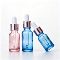Flacon compte-gouttes rose et bleu, flacon compte-gouttes en verre transparent