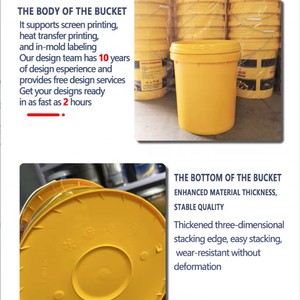 Bán Buôn Cấp Thực Phẩm Dày Vòng Thùng Rỗng Nhựa Sơn Xô Container Sản Xuất Với Xử Lý Có Nắp Đậy - Product Image 3