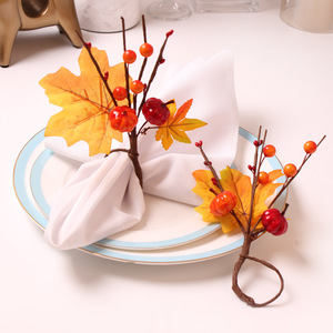 Servilleteros acrílicos Metal plateado mariposa fruta hoja de arce soporte de ratán de madera ecológico moderno elegante fácil de limpiar - Product Image 1