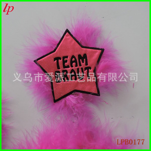 Serre-tête en plumes Team Braut avec applique étoile rose, accessoire de fête LPB0174 - Product Image 3