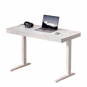 Scrivania Elettrica Regolabile in Altezza con Piano in Vetro, Postazione di Lavoro Sit-Stand con Cassetti e Ricarica Wireless per Casa e Ufficio - Product Image 1