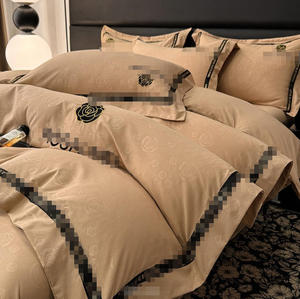 Yongho thiết kế sang trọng 4pcs bông Duvet cover Set hiện đại thêu mô hình hình học được trang bị tấm Ga Trải Giường cho khách sạn - Product Image 6