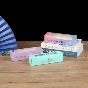 Boîte d'emballage personnalisée pour macarons vert menthe avec <span class=keywords><strong>tiroir</strong></span> coulissant, boîte cadeau en papier pour chocolats et bonbons avec fenêtre en PVC - Product Image 3