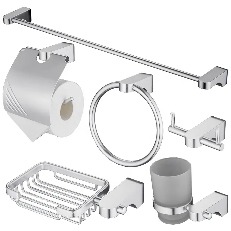 Hochwertiger Hotel-Metall-Aluminiumhalter Badezimmer-Handtuchhalter Badezimmer- und Toilettenzubehör Hardwarezubehör-Set