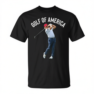 Golf Of America T-shirt noir à manches courtes et col rond pour hommes, impression numérique, sports et jeux - Product Image 2