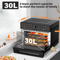 Nuevo Diseño 2026: Freidora de Aire Eléctrica Multifuncional de Acero Inoxidable de 30L y 1800W, Ahorradora de Energía, Saludable, Sin Aceite, Apta para Lavavajillas, para el Hogar