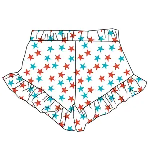 2024 Summer Ruffle Shorts For Girl Milk Silk Soft Fabric Casual Comfortable Shorts New Arrival Custom Print Ruffle Shorts