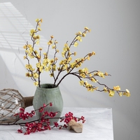 MW38960 Fleurs artificielles en plastique, prunier et hibiscus d'hiver à longue tige, pour décoration maison, hôtel, bureau, mariage, fête, jardin, hauteur 27,6 pouces