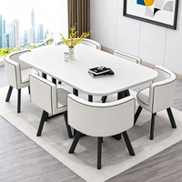 Ensemble de table à manger rectangulaire minimaliste moderne, table et chaises de luxe léger pour réception, négociation et salle de réunion