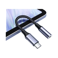 Adaptateur de prise casque USB-C à 3.5mm Conversion audio de décodage analogique DAC pour téléphones mobiles avec cordon de raccordement pour ordinateur portable à sortie cc