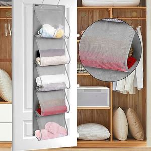 Organisateur de sacs à main suspendu sur la porte avec 5 poches faciles d'accès pour ranger serviettes, foulards et parapluies - Product Image 5
