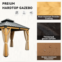 Gazebo Resistente con Estructura de Cedro, Techo Rígido para Todo Clima y Cortinas de Privacidad, Apto para Balcón, Impermeable y Resistente al Viento