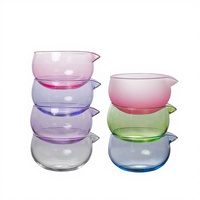 ESTICK Bol à matcha en verre coloré de style japonais avec bec verseur, accessoires pour bol à thé en verre résistant à la chaleur