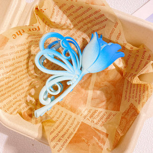 Qianjin Groothandel Schattige Zoete Tulp Haar Clip Lente Zomer Gradiënt Roze Bloem Haar Accessoire Plastic Vrouwelijke Haarklauw - Product Image 4