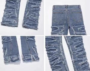 Quần Bò Túi Hộp Denim Rách Xếp Chồng Theo Yêu Cầu Phổ Biến Cho Nam Quần Denim Quần Bò Ống BÓ RÁCH Rách Cho Nam - Product Image 6