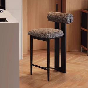 Bar <b>Stool</b> With Backrest Solid Wood High Seat Living Room Chair Stable Design - Product Image 3