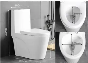 Modern Inodoro 1 Piece Toilet Siphonic White Elongated Dual Flush Porcelain Floor Mounted Commode