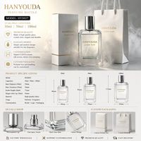 Flacon de parfum de luxe en verre transparent taillé carré avec bouchon pompe argenté, flacon vide, sérigraphie dorée, emballage personnalisé, marque
