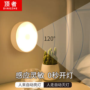 Luz nocturna Led redonda con control por sensor, alimentada por batería, detección de movimiento del cuerpo humano, lámpara de pared para dormitorio, pasillo - Product Image 2