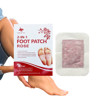 Patchs pour les pieds 2-en-1 à la rose, soins naturels à base de plantes, autocollants personnalisés ODM/OEM pour les soins des pieds quotidiens et nocturnes