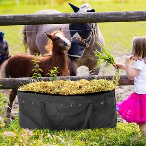 Échantillon gratuit, usine BSCI, vente en gros, grand sac de transport facile, sac de stockage de balles de foin, sac de nourriture durable, sac de foin pour écurie de chevaux - Product Image 5