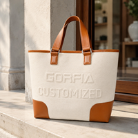 Canvas-Tragetasche für Damen mit Lederbesatz, Große Kapazität, Arbeits- und Reisetasche, Anpassbare Schulter-Handtasche für den Täglichen Gebrauch, OEM ODM Großhandel Fabrik