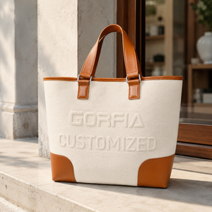 Canvas Tote Bag Women Leather Trim Large Capacity Work Travel Shoulder Handbag Customizable Daily Use OEM ODM Wholesale Factory - Product Image 1