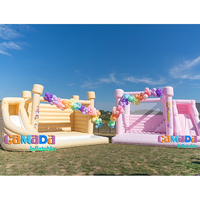 Château gonflable commercial en PVC blanc pour mariage, avec toboggan 15x15 et piscine à balles, protection UV, ignifuge