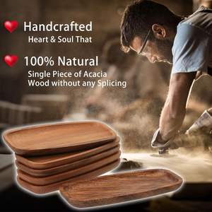 Bandeja Ovalada Clásica de Madera Maciza de Acacia Color Marrón Lumina, Ligera, Apilable, para Comida/Snacks/Aperitivos, Joyería, Uso General, Hecha de Madera - Product Image 4