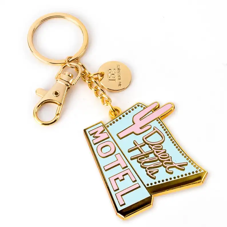 2024 New Motel Hard enamel Keychain Purse Charm Cute hotel Key Ring Metal keychain set