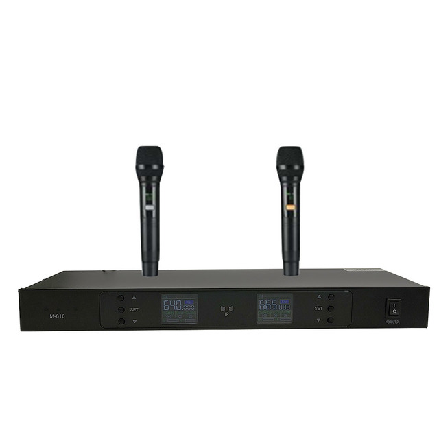640-690MHz Metal Construction 100M Range Professional Wireless Microphone Karaoke System Combo Set for Home Theater UHF Noise