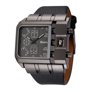 Business Oulm 3364 Montre à Quartz avec Cadran Carré en Cuir pour Hommes - Product Image 1