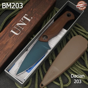 Cuchillo de hoja fija Dacian BM203 de acero inoxidable con punta de caída y mango de micarta, cuchillo de supervivencia para exteriores con funda OEM ODM - Product Image 1
