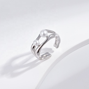 factory price plata 925 sterling <b>silver</b> ladies wedding <b>ring</b> 2026 fine jewelry vintage <b>stacking</b> engagement adjustable pearl <b>rings</b> - Product Image 3