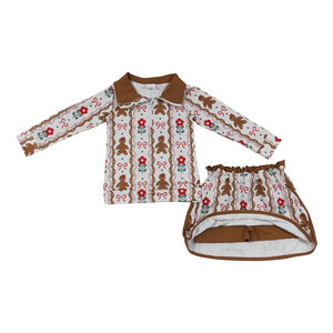 Tenues de Noël pour bébés filles en coton biologique à manches longues avec imprimé bonhomme de neige et Père Noël, vêtements assortis pour sœurs, vente en gros - Product Image 6