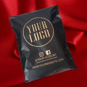 Eco Friendly Biodegradable Custom LOGO Printed Matte Black Gold Logo Printing Poly Shipping Mailer for Clothing T-Shirt Bags - Product Image 1