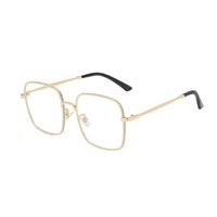 Lunettes de Myopie à Monture Carrée en Métal avec Ornements en Cristal pour Femme, Anti-Lumière Bleue, Verres Transparents