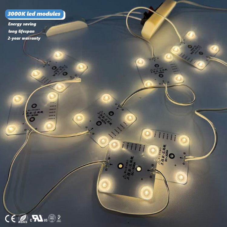 220V Highlight Diffuse 32W/set 4W/piece LED 4 Lenses Warm White 3000K Square Modules LED Block Chain for Room Ceiling Decoration