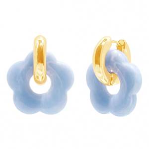 Pendientes de Resina con Flores, Estilo Europeo y Americano, Colgante de Color, Chapado en Oro de 18K, Acero Inoxidable, Hermosos Pendientes para Mujer - Product Image 4